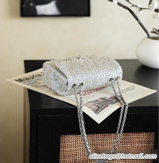 Top Grade Discount Chanel Beaded Flap Bag CH720 Silver 2026