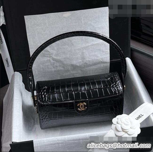Unique Discount Chanel Crocodile Embossed Calfskin Clutch with Chain AP5294 Black 2026
