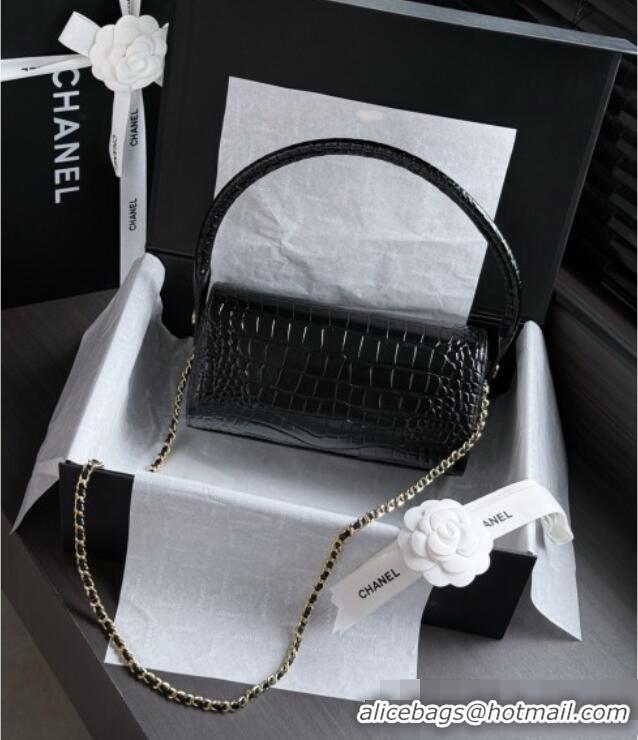 Unique Discount Chanel Crocodile Embossed Calfskin Clutch with Chain AP5294 Black 2026