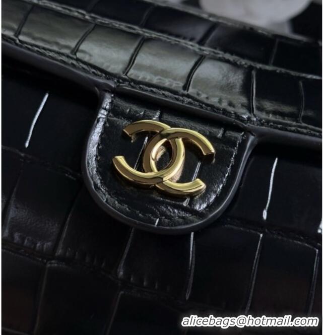 Unique Discount Chanel Crocodile Embossed Calfskin Clutch with Chain AP5294 Black 2026
