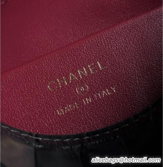 Unique Discount Chanel Crocodile Embossed Calfskin Clutch with Chain AP5294 Black 2026