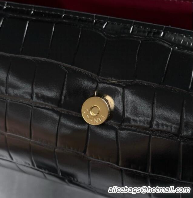 Unique Discount Chanel Crocodile Embossed Calfskin Clutch with Chain AP5294 Black 2026