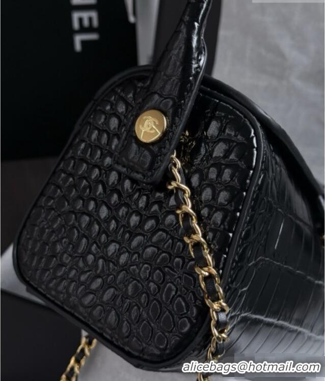 Unique Discount Chanel Crocodile Embossed Calfskin Clutch with Chain AP5294 Black 2026