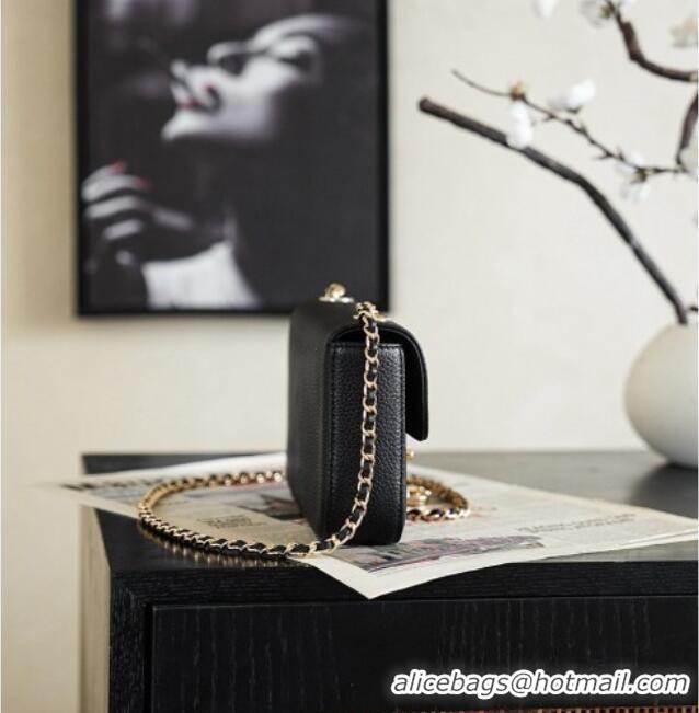 Well Crafted Chanel Grained Calskin Flap Bag with Charm CH720 Black 2026