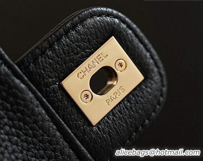 Well Crafted Chanel Grained Calskin Flap Bag with Charm CH720 Black 2026
