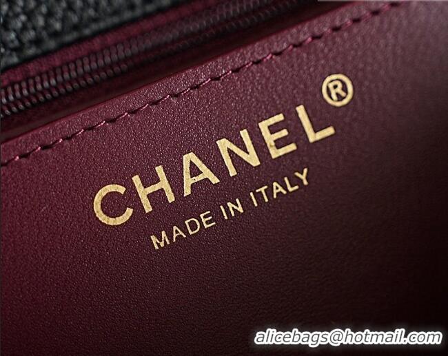 Well Crafted Chanel Grained Calskin Flap Bag with Charm CH720 Black 2026