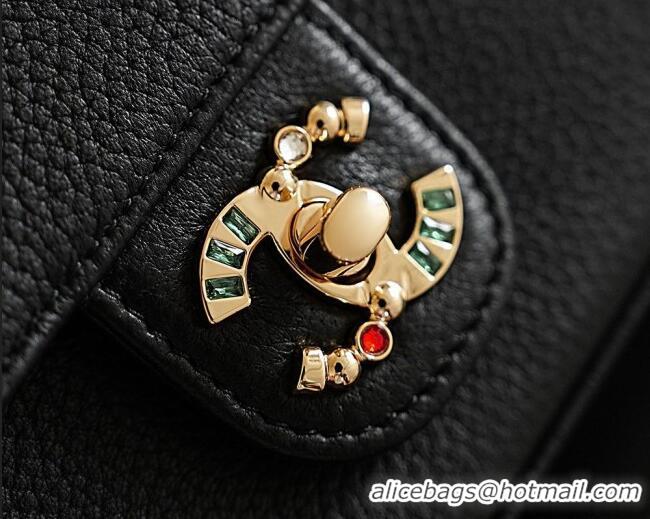 Well Crafted Chanel Grained Calskin Flap Bag with Charm CH720 Black 2026