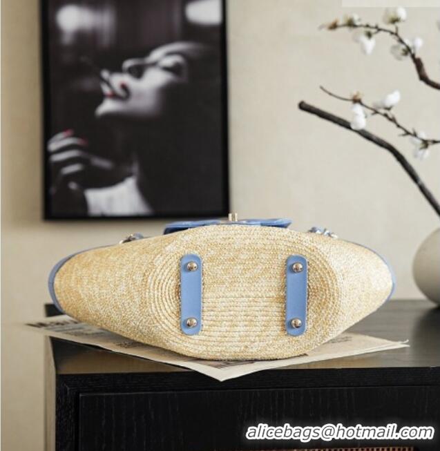 Top Design Chanel Braided Straw Small Shopping Bag AS5951 Blue 2026
