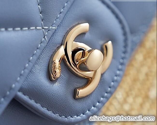 Top Design Chanel Braided Straw Small Shopping Bag AS5951 Blue 2026