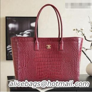 Buy Cheap Chanel Large Shopping Bag in Crocodile Embossed Calfskin AS6239 Burgundy 2026