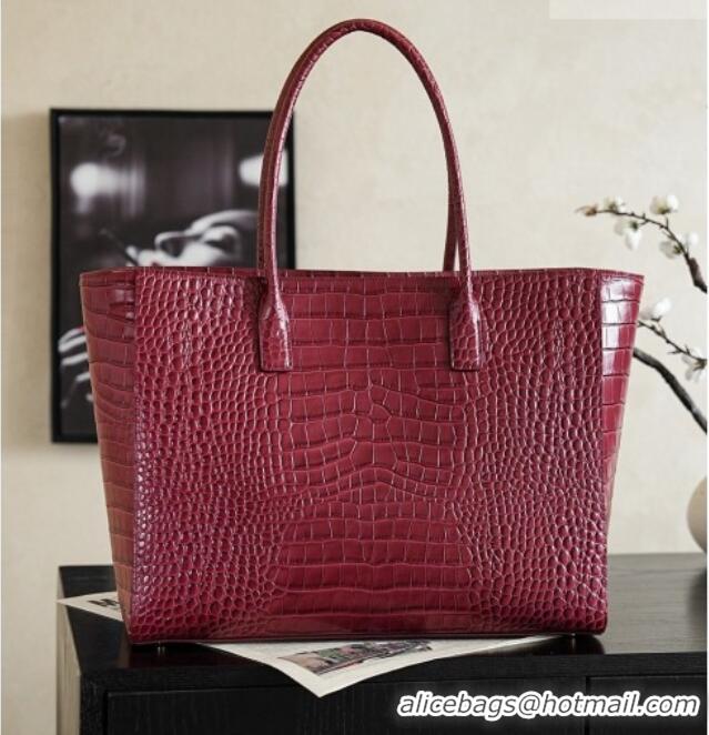 Buy Cheap Chanel Large Shopping Bag in Crocodile Embossed Calfskin AS6239 Burgundy 2026