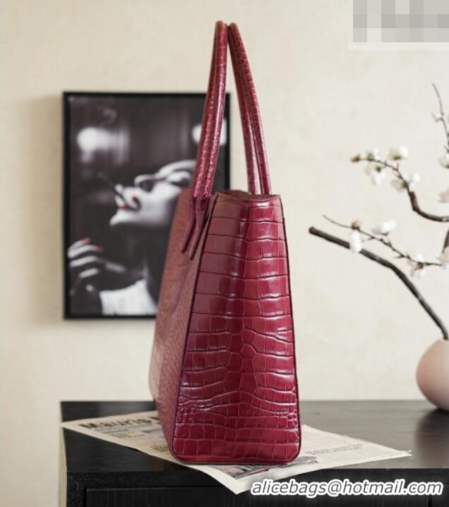 Buy Cheap Chanel Large Shopping Bag in Crocodile Embossed Calfskin AS6239 Burgundy 2026