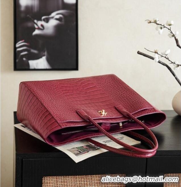 Buy Cheap Chanel Large Shopping Bag in Crocodile Embossed Calfskin AS6239 Burgundy 2026