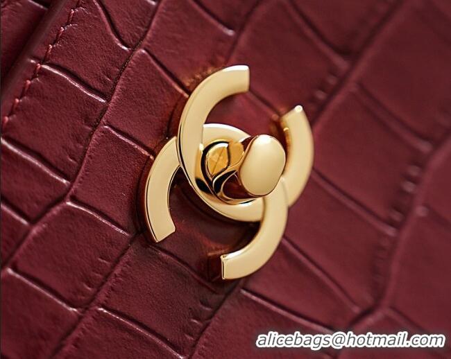 Buy Cheap Chanel Large Shopping Bag in Crocodile Embossed Calfskin AS6239 Burgundy 2026