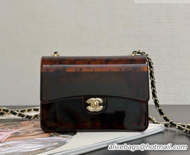 Famous Brand Chanel Resin Mini Flap Bag CH720 Brown 2026