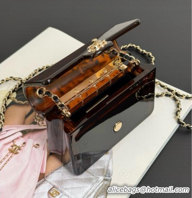 Famous Brand Chanel Resin Mini Flap Bag CH720 Brown 2026
