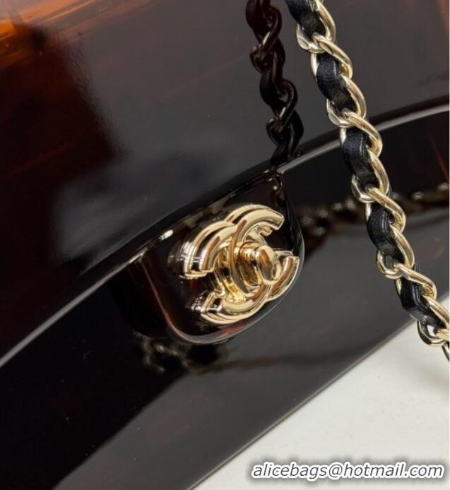 Famous Brand Chanel Resin Mini Flap Bag CH720 Brown 2026