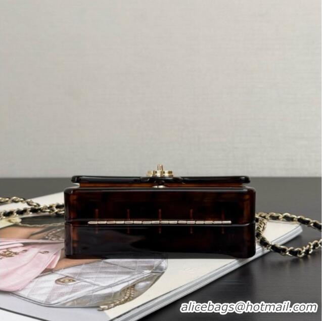 Famous Brand Chanel Resin Mini Flap Bag CH720 Brown 2026