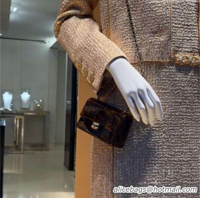 Famous Brand Chanel Resin Mini Flap Bag CH720 Brown 2026