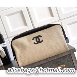 Promotional Chanel Coco Beach Large Zipped Pouch in Beige Canvas AP5267 2026
