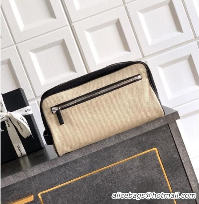 Promotional Chanel Coco Beach Large Zipped Pouch in Beige Canvas AP5267 2026