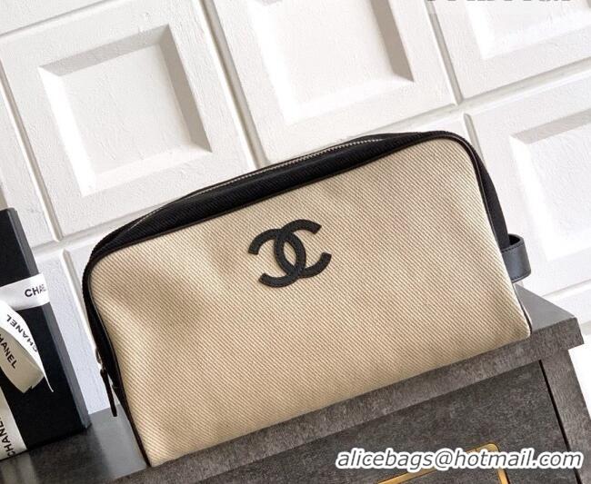 Promotional Chanel Coco Beach Large Zipped Pouch in Beige Canvas AP5267 2026