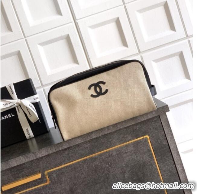 Promotional Chanel Coco Beach Large Zipped Pouch in Beige Canvas AP5267 2026
