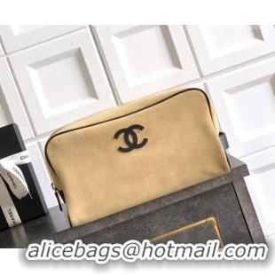 Grade Quality Chanel Coco Beach Large Zipped Pouch in Beige Suede AP5267 2026