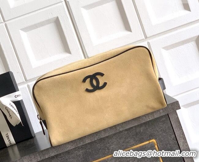 Grade Quality Chanel Coco Beach Large Zipped Pouch in Beige Suede AP5267 2026