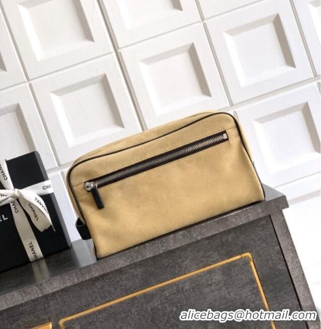 Grade Quality Chanel Coco Beach Large Zipped Pouch in Beige Suede AP5267 2026