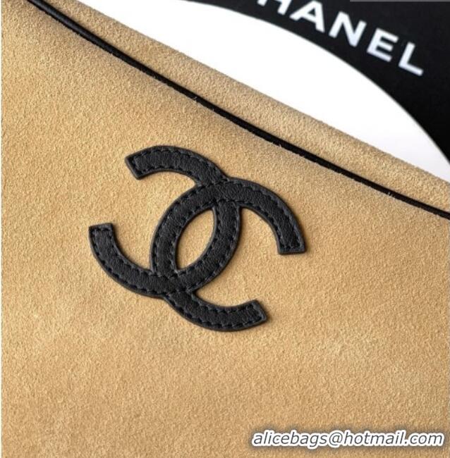 Grade Quality Chanel Coco Beach Large Zipped Pouch in Beige Suede AP5267 2026