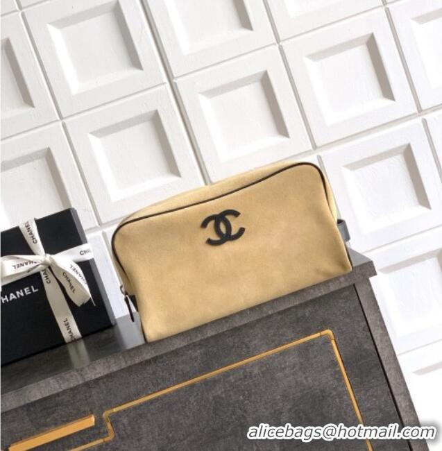 Grade Quality Chanel Coco Beach Large Zipped Pouch in Beige Suede AP5267 2026