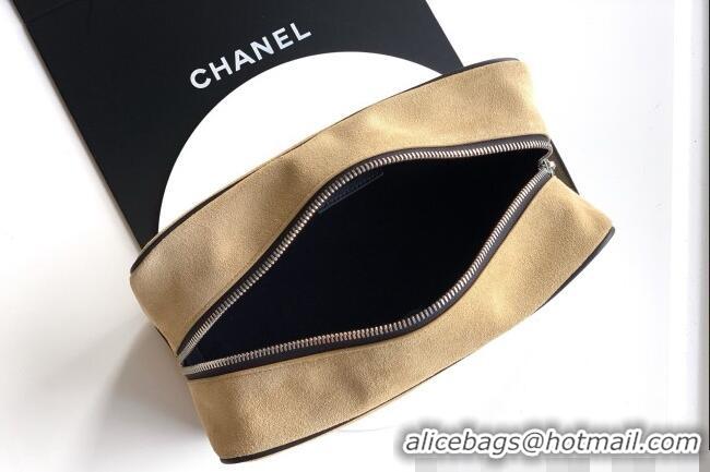 Grade Quality Chanel Coco Beach Large Zipped Pouch in Beige Suede AP5267 2026