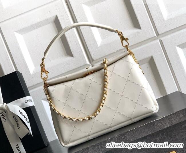 Buy Inexpensive Chanel Calfskin Chain Shoulder Bag AS6255 White 2026