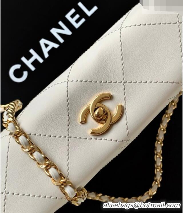 Buy Inexpensive Chanel Calfskin Chain Shoulder Bag AS6255 White 2026