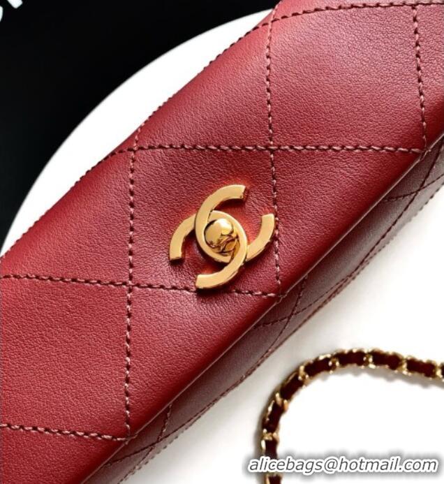 New Fashion Chanel Calfskin Chain Shoulder Bag AS6255 Burgundy 2026