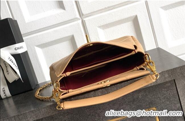 Famous Brand Chanel Calfskin Chain Shoulder Bag AS6255 Apricot 2026
