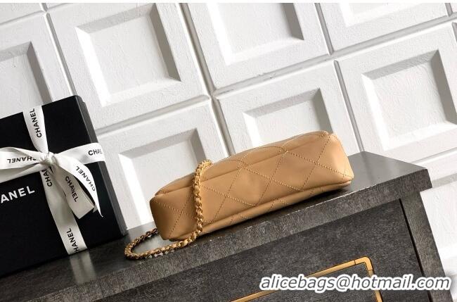 Famous Brand Chanel Calfskin Chain Shoulder Bag AS6255 Apricot 2026