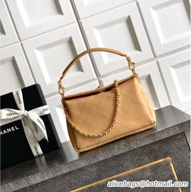 Famous Brand Chanel Calfskin Chain Shoulder Bag AS6255 Apricot 2026