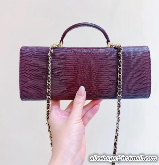 Well Crafted Chanel Clutch with Chain in Lizard Embossed Calfskin Burgundy AP5280 2026 Top Quality