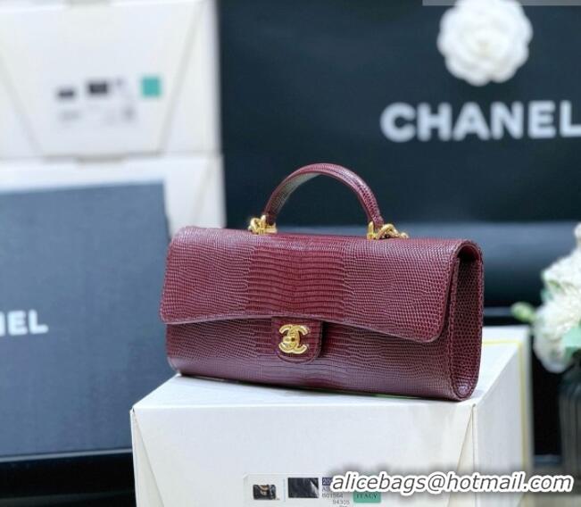 Well Crafted Chanel Clutch with Chain in Lizard Embossed Calfskin Burgundy AP5280 2026 Top Quality
