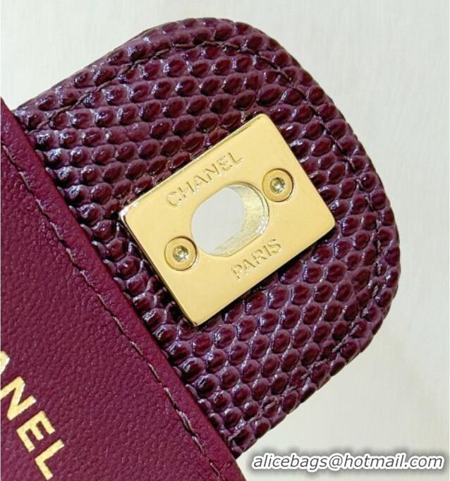 Well Crafted Chanel Clutch with Chain in Lizard Embossed Calfskin Burgundy AP5280 2026 Top Quality