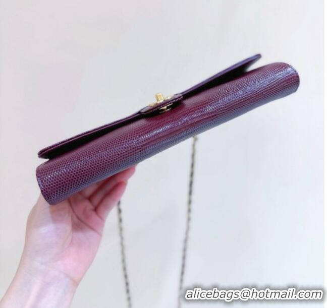 Well Crafted Chanel Clutch with Chain in Lizard Embossed Calfskin Burgundy AP5280 2026 Top Quality