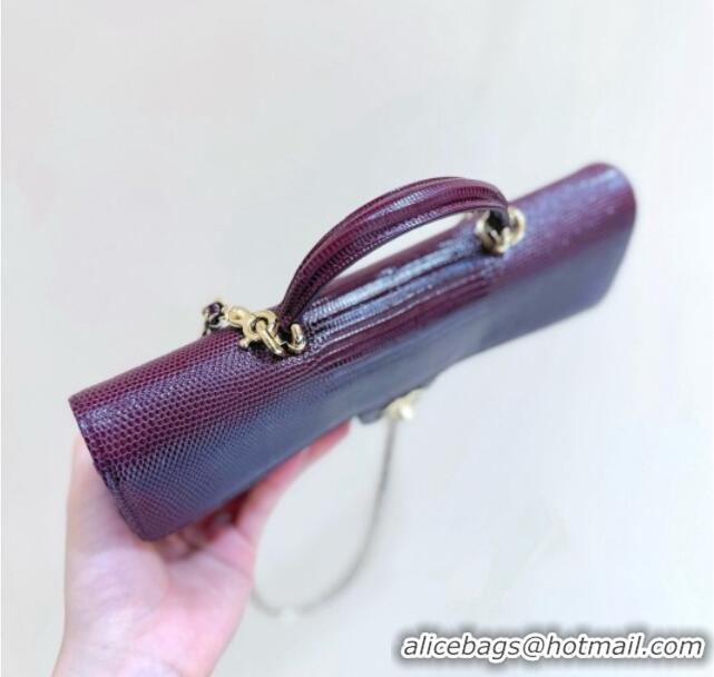 Well Crafted Chanel Clutch with Chain in Lizard Embossed Calfskin Burgundy AP5280 2026 Top Quality