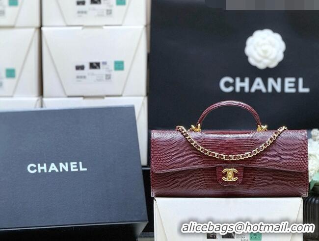 Well Crafted Chanel Clutch with Chain in Lizard Embossed Calfskin Burgundy AP5280 2026 Top Quality