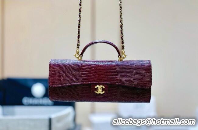 Well Crafted Chanel Clutch with Chain in Lizard Embossed Calfskin Burgundy AP5280 2026 Top Quality