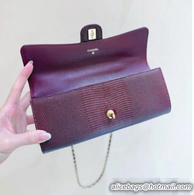 Well Crafted Chanel Clutch with Chain in Lizard Embossed Calfskin Burgundy AP5280 2026 Top Quality