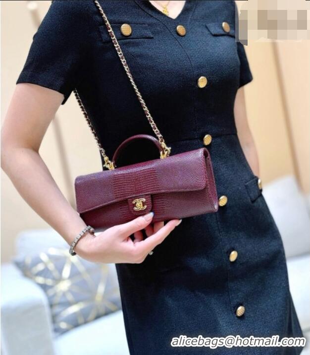 Well Crafted Chanel Clutch with Chain in Lizard Embossed Calfskin Burgundy AP5280 2026 Top Quality