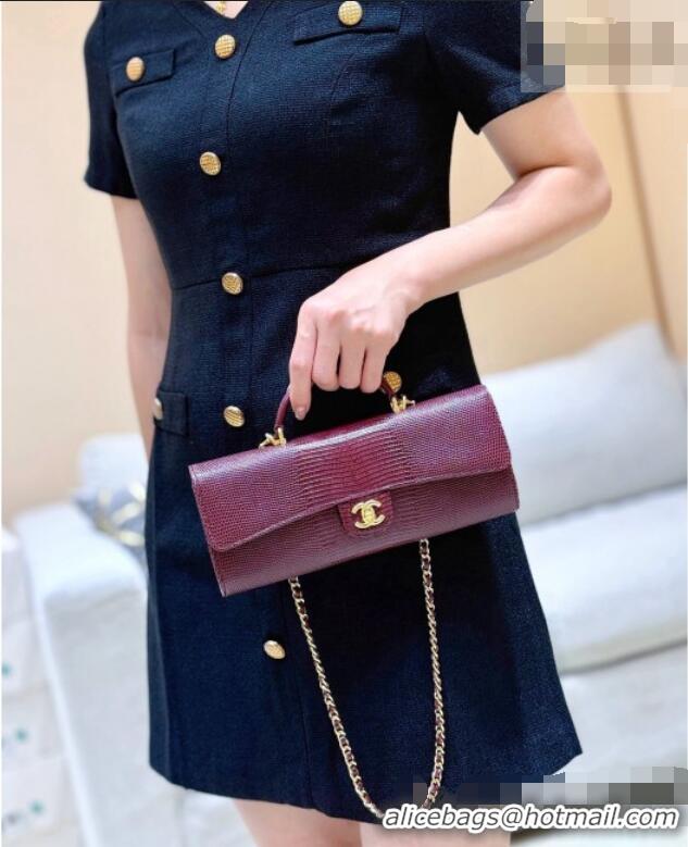 Well Crafted Chanel Clutch with Chain in Lizard Embossed Calfskin Burgundy AP5280 2026 Top Quality