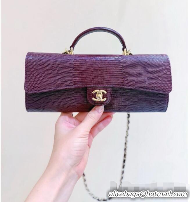 Well Crafted Chanel Clutch with Chain in Lizard Embossed Calfskin Burgundy AP5280 2026 Top Quality